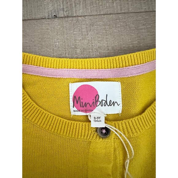 Mini Boden Girls Yellow Ruffle Shoulder Button-Front Cardigan 8-9Y 134cm Cotton - Picture 3 of 4